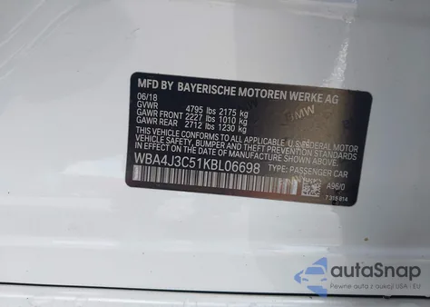 2019 BMW 430I Gran Coupe xDrive from USA, damaged, VIN WBA4J3C51KBL06698